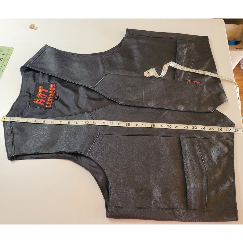 Hot Leathers Men's Black Leather Vest - XXXXL (4XL)- Great Condition, Biker - Picture 3 of 6